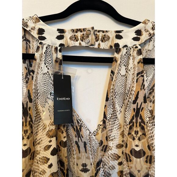 Y2K Bebe Animal Print V-Neck Cut-Out Back Wide Leg Sleeveless Jumpsuit Sz 0 NWT! - Picture 8 of 9